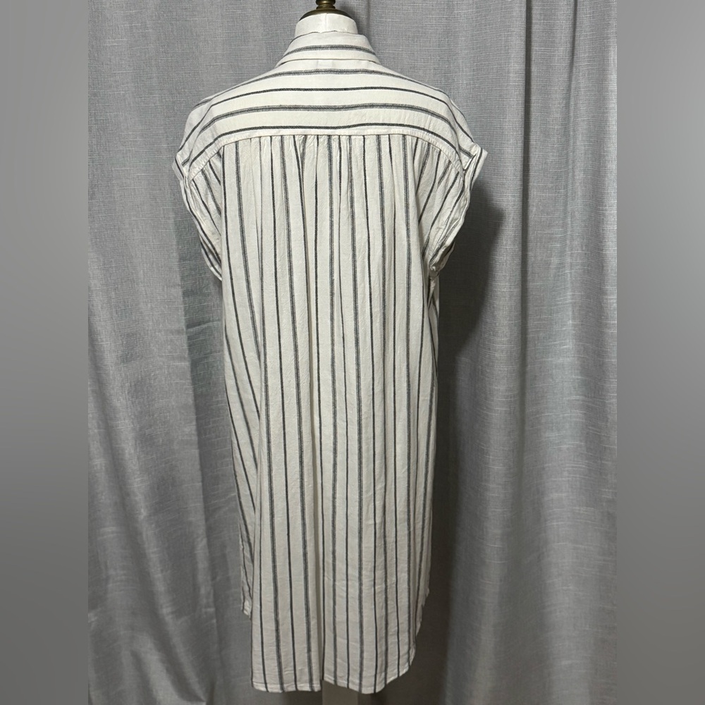 Old Navy-Sz L-Linen Button Front Dress-White & Black Stripes- - Picture 9 of 16